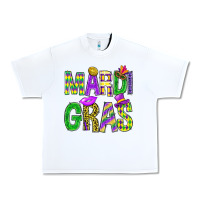 White Mardi Gras Carnaval Mask Urban Heavy Tee - BundleAndBundleShop