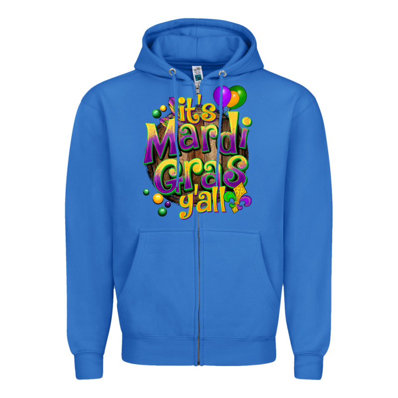 Its Mardi Gras Yall Zipper Hoodie by CowGirlArtShop | Teevron