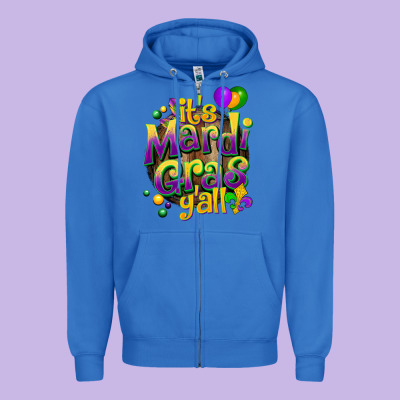 Its Mardi Gras Yall Zipper Hoodie Designed By Cowgirlartshop