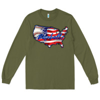 Army Green usa flag baseball Long Sleeve Tee - BarkalooDesign
