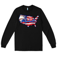 Black usa flag baseball Long Sleeve Tee - BarkalooDesign