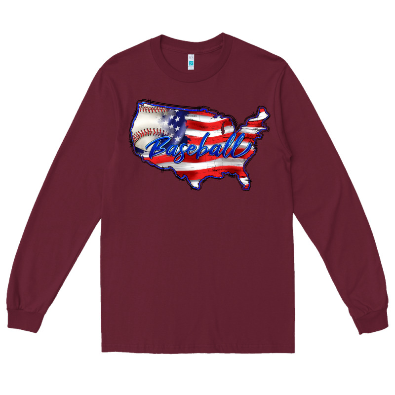 Usa Flag Baseball Long Sleeve Tee by BarkalooDesign | Teevron