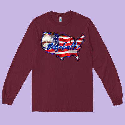 Usa Flag Baseball Long Sleeve Tee Designed By Barkaloodesign