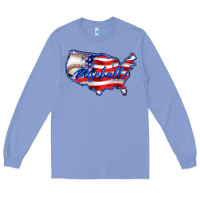 Colony Blue usa flag baseball Long Sleeve Tee - BarkalooDesign