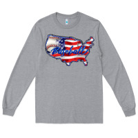 Heather Grey usa flag baseball Long Sleeve Tee - BarkalooDesign