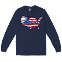 Navy usa flag baseball Long Sleeve Tee - BarkalooDesign