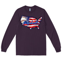 Plum usa flag baseball Long Sleeve Tee - BarkalooDesign