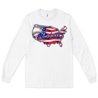 White usa flag baseball Long Sleeve Tee - BarkalooDesign