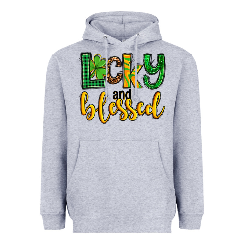 St. Patrick's Lucky And Blessed Heavyweight Hoodie by OliviaCreatesArt | Teevron