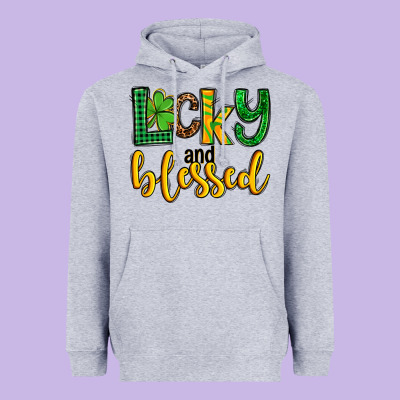 St. Patrick's Lucky And Blessed Heavyweight Hoodie Designed By Oliviacreatesart