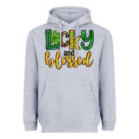 Heather Grey St. Patrick's Lucky and blessed Heavyweight Hoodie - OliviaCreatesArt