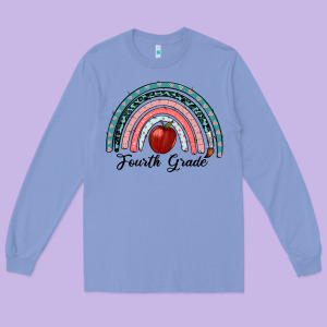 Fourth Grade Rainbow Long Sleeve Tee Designed By Ranaportraitstore