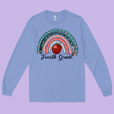 Fourth Grade Rainbow Long Sleeve Tee Designed By Ranaportraitstore