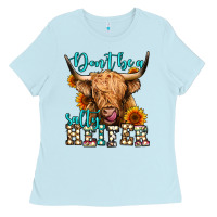 Baby Blue don't be a salty heifer long haired cow Ladies Tee - Jasminsmagicworld