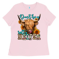 Bubblegum Pink don't be a salty heifer long haired cow Ladies Tee - Jasminsmagicworld