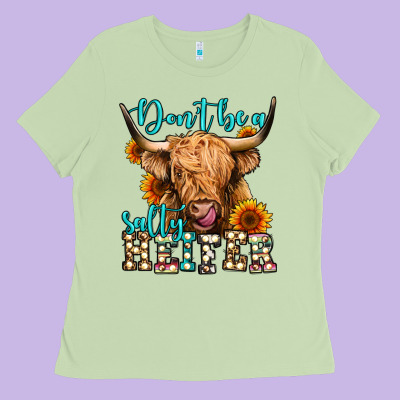 Don't Be A Salty Heifer Long Haired Cow Ladies Tee Designed By Jasminsmagicworld