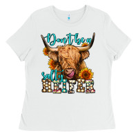 White don't be a salty heifer long haired cow Ladies Tee - Jasminsmagicworld