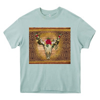Arona bull skull flowers glitter and leopard Heavy Core Tee - Artiststas