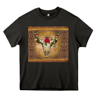 Asphalt bull skull flowers glitter and leopard Heavy Core Tee - Artiststas