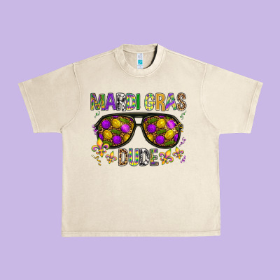Mardi Gras Dude Urban Heavy Tee Designed By Bundleandbundleshop