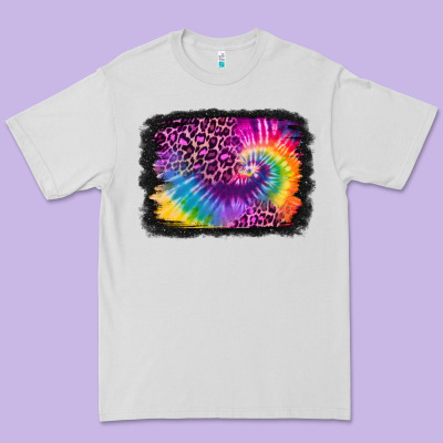 Tie Dye Leopard Glitter Background Premium Tee Designed By Jasminsmagicworld
