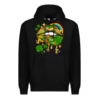 Black St. Patrick's Day lips Premium Hoodie - HowdyJamesFarm