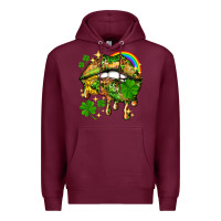 Burgundy St. Patrick's Day lips Premium Hoodie - HowdyJamesFarm