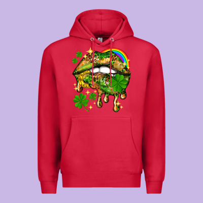 St. Patrick's Day Lips Premium Hoodie Designed By Howdyjamesfarm
