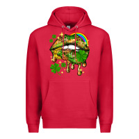 Cardinal St. Patrick's Day lips Premium Hoodie - HowdyJamesFarm