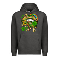 Charcoal Heather St. Patrick's Day lips Premium Hoodie - HowdyJamesFarm
