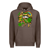 Coffee St. Patrick's Day lips Premium Hoodie - HowdyJamesFarm