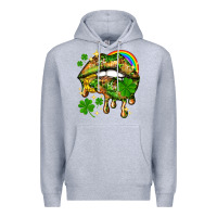 Heather Grey St. Patrick's Day lips Premium Hoodie - HowdyJamesFarm