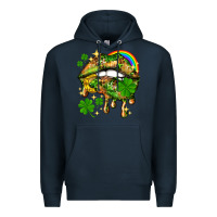 Navy St. Patrick's Day lips Premium Hoodie - HowdyJamesFarm