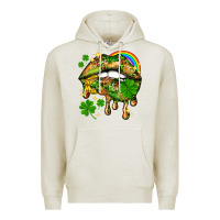 Oatmeal Heather St. Patrick's Day lips Premium Hoodie - HowdyJamesFarm