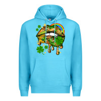 Ocean Blue St. Patrick's Day lips Premium Hoodie - HowdyJamesFarm