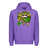 Purple St. Patrick's Day lips Premium Hoodie - HowdyJamesFarm