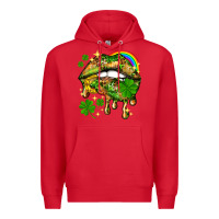Red St. Patrick's Day lips Premium Hoodie - HowdyJamesFarm