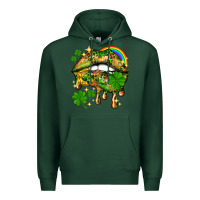 Sports Green St. Patrick's Day lips Premium Hoodie - HowdyJamesFarm
