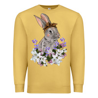 Antique Gold Easter Day Flowers bunny Premium Sweatshirt - OliviaCreatesArt
