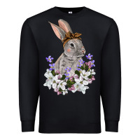 Black Easter Day Flowers bunny Premium Sweatshirt - OliviaCreatesArt