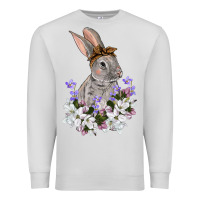 Dove Grey Easter Day Flowers bunny Premium Sweatshirt - OliviaCreatesArt