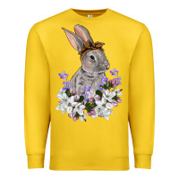 Lemon Easter Day Flowers bunny Premium Sweatshirt - OliviaCreatesArt