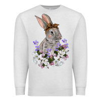 Oatmeal Heather Easter Day Flowers bunny Premium Sweatshirt - OliviaCreatesArt