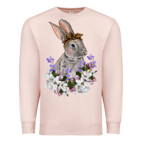 Pale Pink Easter Day Flowers bunny Premium Sweatshirt - OliviaCreatesArt