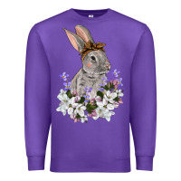Purple Easter Day Flowers bunny Premium Sweatshirt - OliviaCreatesArt