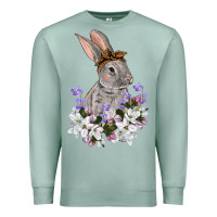 Seafoam Easter Day Flowers bunny Premium Sweatshirt - OliviaCreatesArt