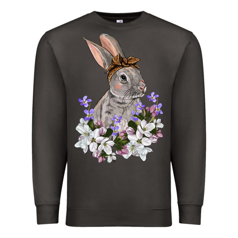 Easter Day Flowers Bunny Premium Sweatshirt by OliviaCreatesArt | Teevron
