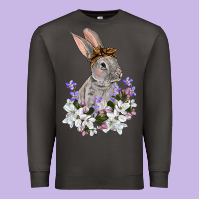 Easter Day Flowers Bunny Premium Sweatshirt Designed By Oliviacreatesart