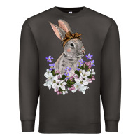 Smoke Easter Day Flowers bunny Premium Sweatshirt - OliviaCreatesArt