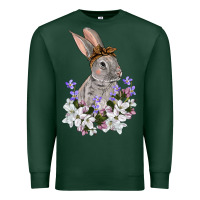 Sports Green Easter Day Flowers bunny Premium Sweatshirt - OliviaCreatesArt